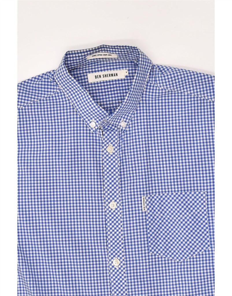 BEN SHERMAN Mens Short Sleeve Shirt Medium Blue Gingham Cotton | Vintage Ben Sherman | Thrift | Second-Hand Ben Sherman | Used Clothing | Messina Hembry 