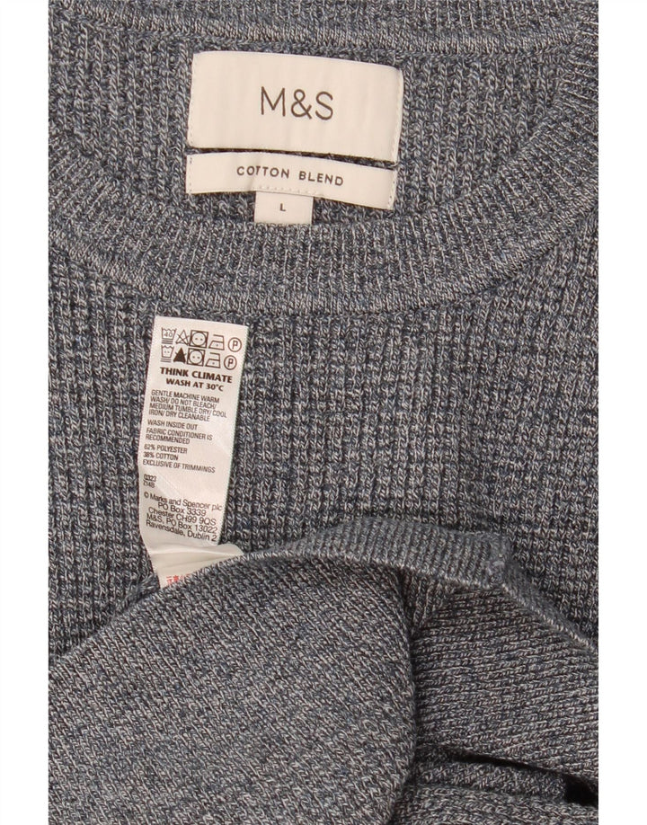 Marks & Spencer Mens Crew Neck Jumper Sweater Large Grey Flecked Polyester