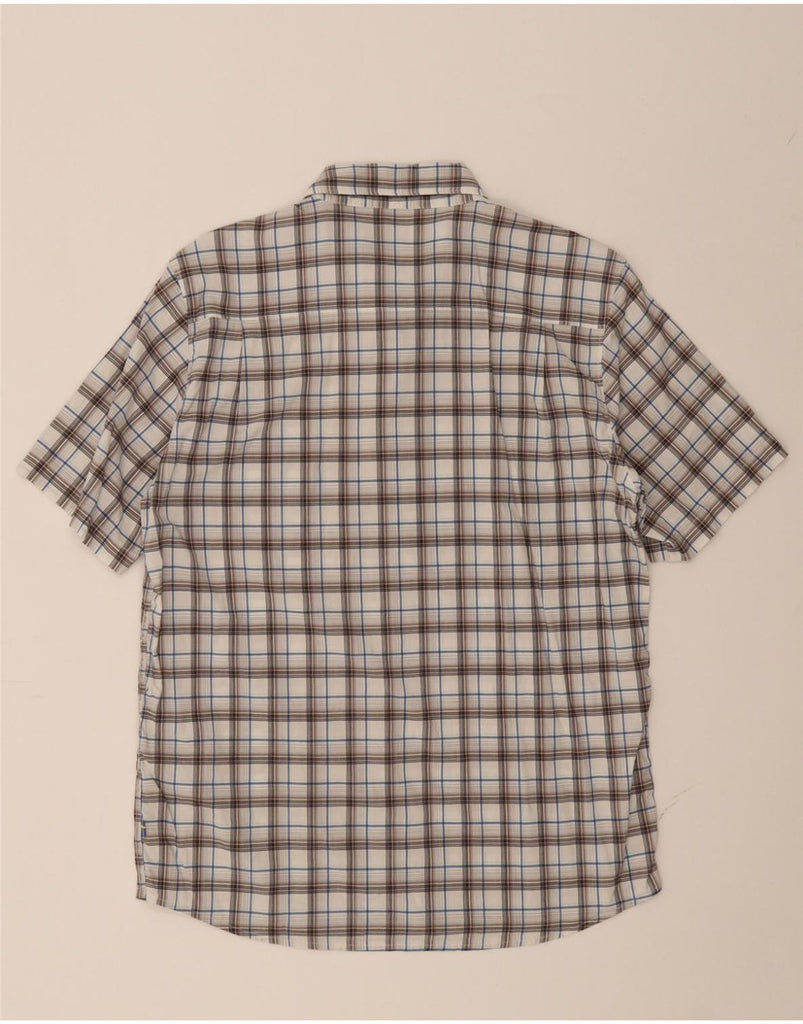 FJALL RAVEN Mens Short Sleeve Shirt Medium White Check Polyester Vintage Fjall Raven and Second-Hand Fjall Raven from Messina Hembry 