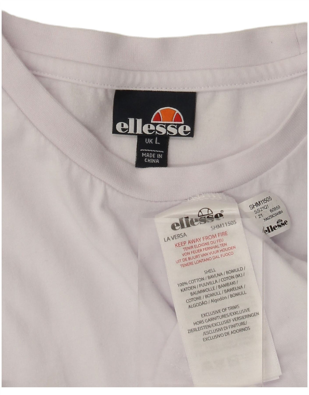 Ellesse Mens T-Shirt Top Large White Colourblock Cotton