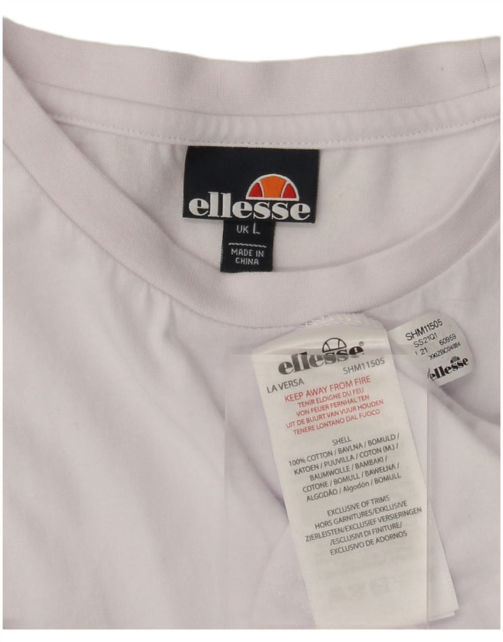 Ellesse Mens T-Shirt Top Large White Colourblock Cotton