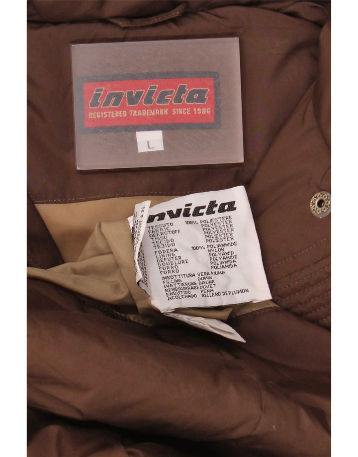 Invicta Womens Hooded Padded Coat UK 16 Large Brown Polyester