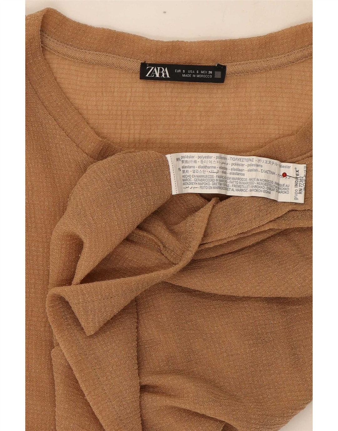 Zara Womens Crop Sleeveless Oversized Blouse Top UK 10 Small Beige