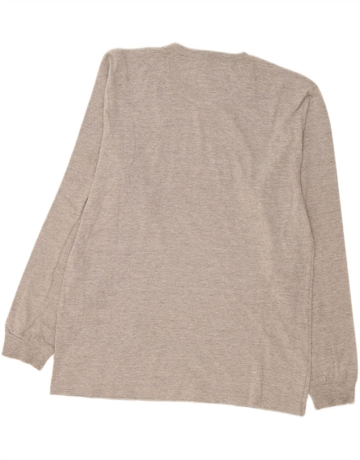 Champion Mens Top Long Sleeve Large Grey Flecked Cotton