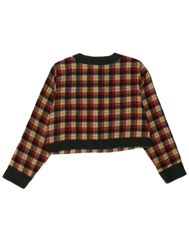 Enara Camice Womens 5 Button Crop Blazer Jacket UK 14 Medium Red Check