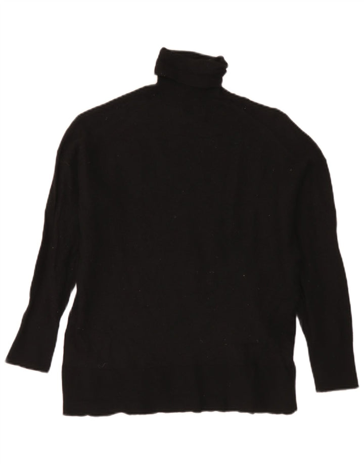 Massimo Dutti Womens Roll Neck Jumper Sweater UK 14 Medium Black Wool