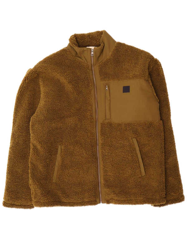 Gant Mens Fleece Jacket UK 46 3XL Khaki Polyester