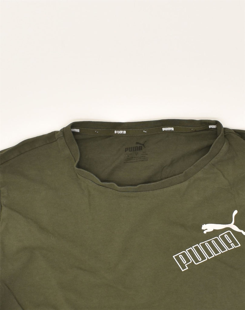 PUMA Mens Graphic T-Shirt Top Small Khaki Cotton | Vintage Puma | Thrift | Second-Hand Puma | Used Clothing | Messina Hembry 