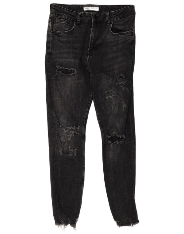 Zara Mens Distressed Skinny Jeans EU 38 Small W30 L26 Black