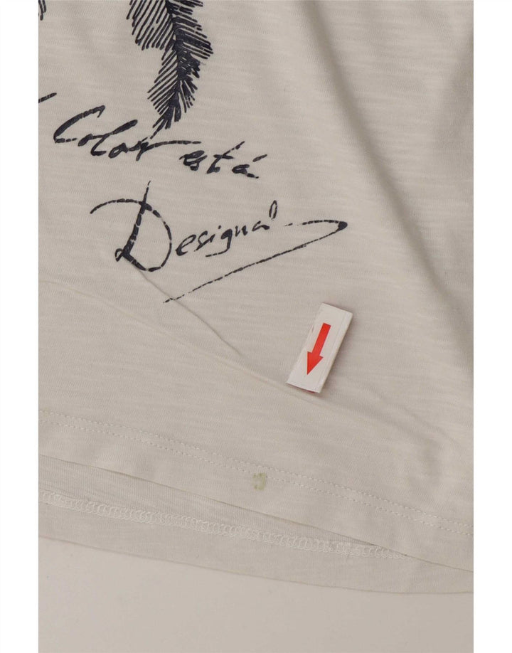 Desigual Womens Graphic T-Shirt Top UK 16 Large White