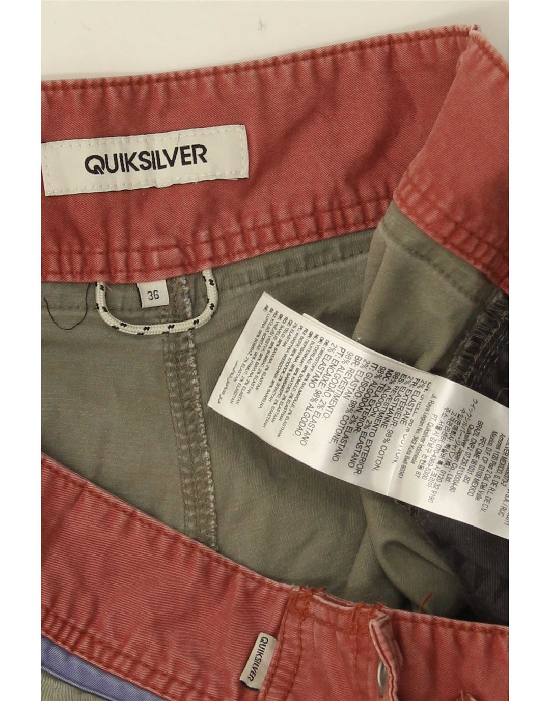 Quiksilver Mens Shorts W36 Large Khaki Colourblock Cotton