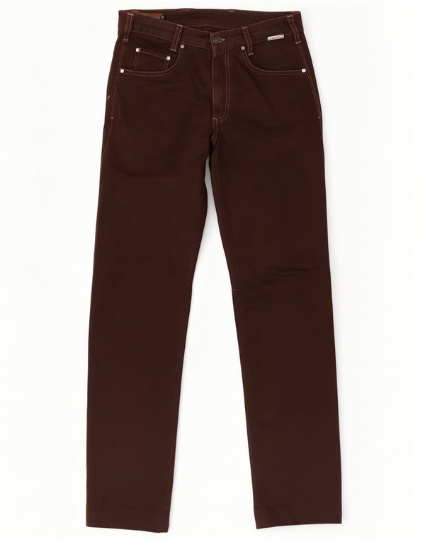 Vintage Womens Straight Casual Trousers W32 L32 Brown Cotton
