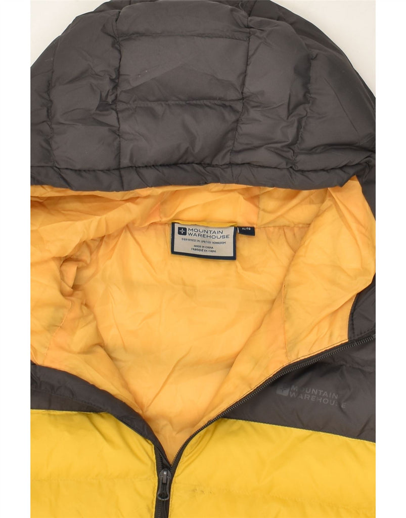 MOUNTAIN WAREHOUSE Mens Hooded Padded Jacket UK 42 XL Yellow Colourblock | Vintage Mountain Warehouse | Thrift | Second-Hand Mountain Warehouse | Used Clothing | Messina Hembry 