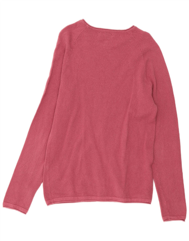 Jack & Jones Mens Boat Neck Jumper Sweater Medium Pink Cotton