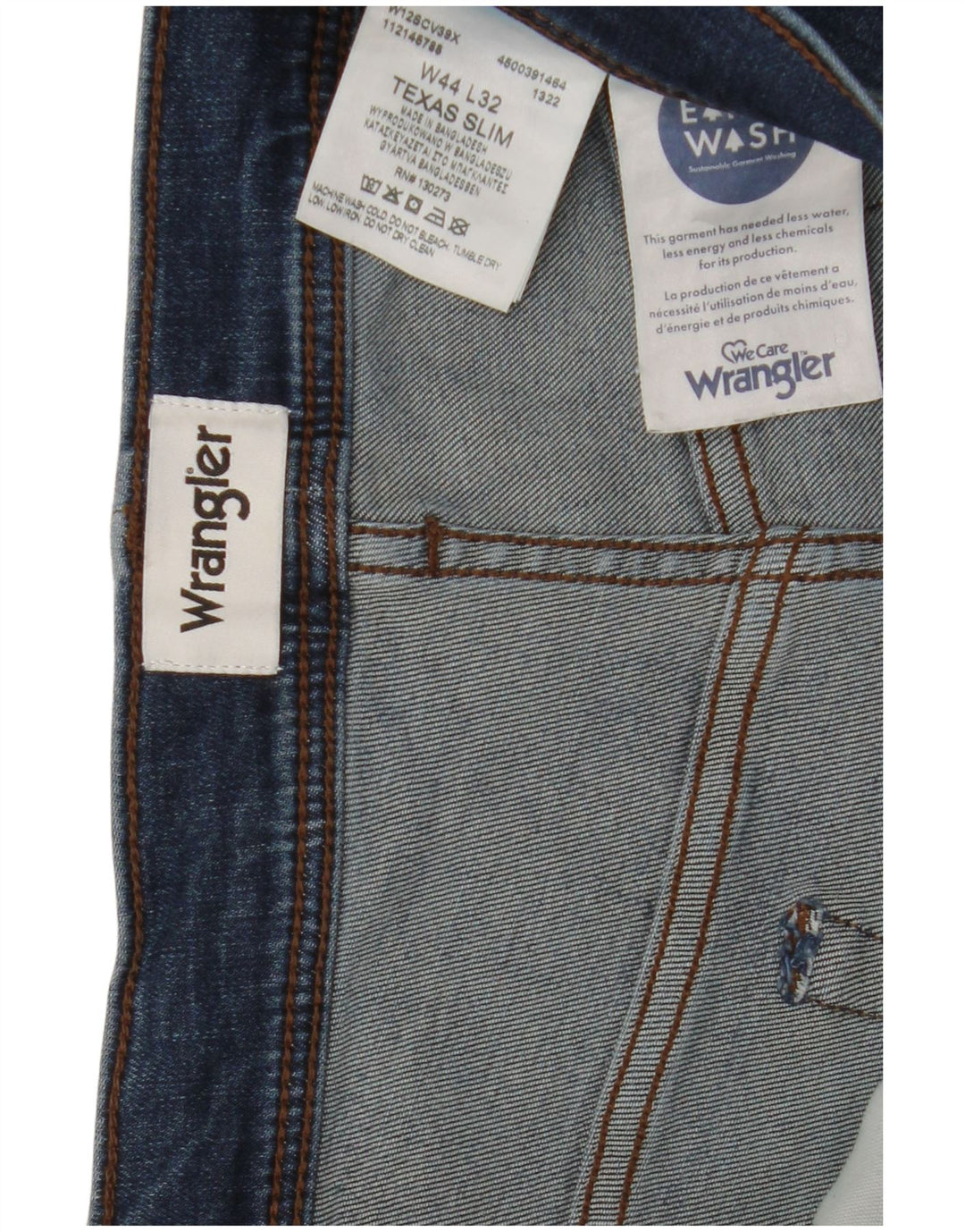 Wrangler Mens Texas Slim Jeans W44 L32 Blue Cotton