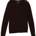 RALPH LAUREN Womens Button Neck Jumper Sweater UK 8 Small Brown Cotton Vintage Ralph Lauren and Second-Hand Ralph Lauren from Messina Hembry 