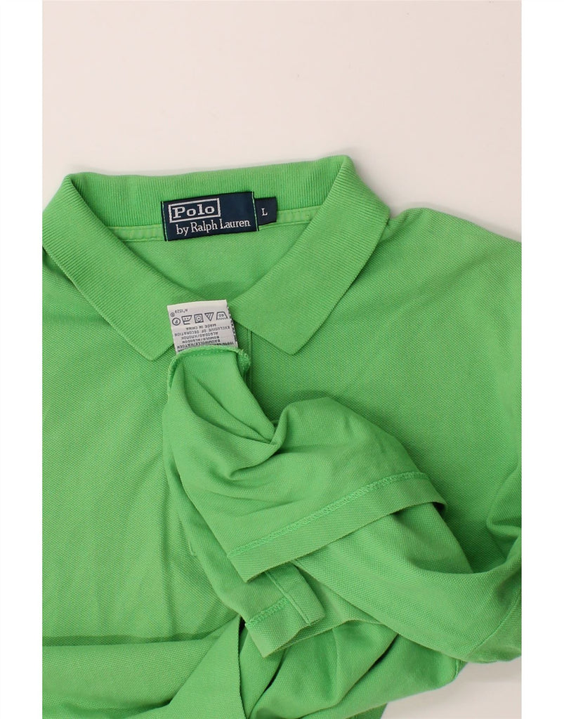 POLO RALPH LAUREN Mens Polo Shirt Large Green Cotton Vintage Polo Ralph Lauren and Second-Hand Polo Ralph Lauren from Messina Hembry 