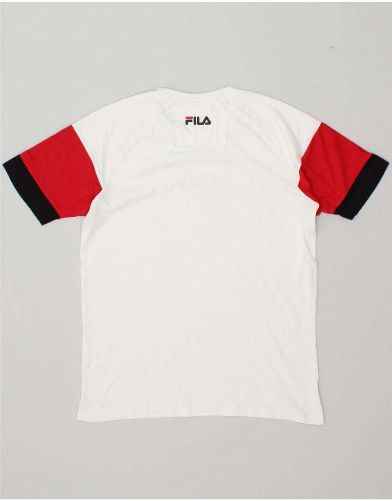 FILA Mens Graphic T-Shirt Top XS White Colourblock | Vintage Fila | Thrift | Second-Hand Fila | Used Clothing | Messina Hembry 