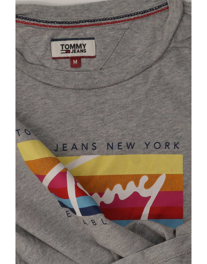 Tommy Hilfiger Womens Graphic T-Shirt Top UK 14 Medium Grey