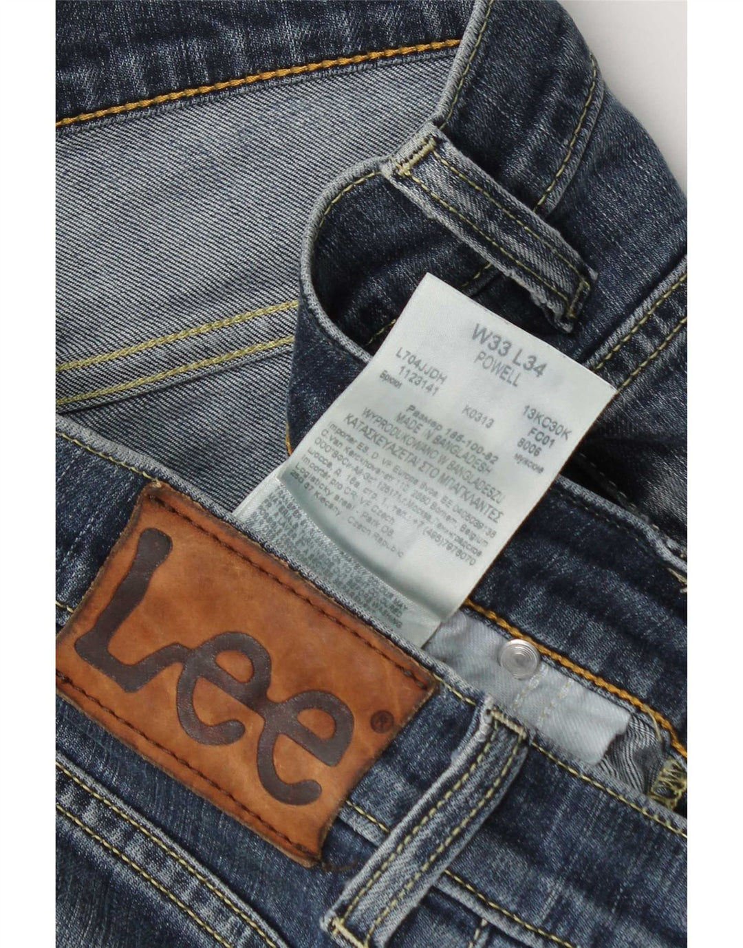 Lee Mens Powell Slim Jeans W33 L34 Blue Cotton