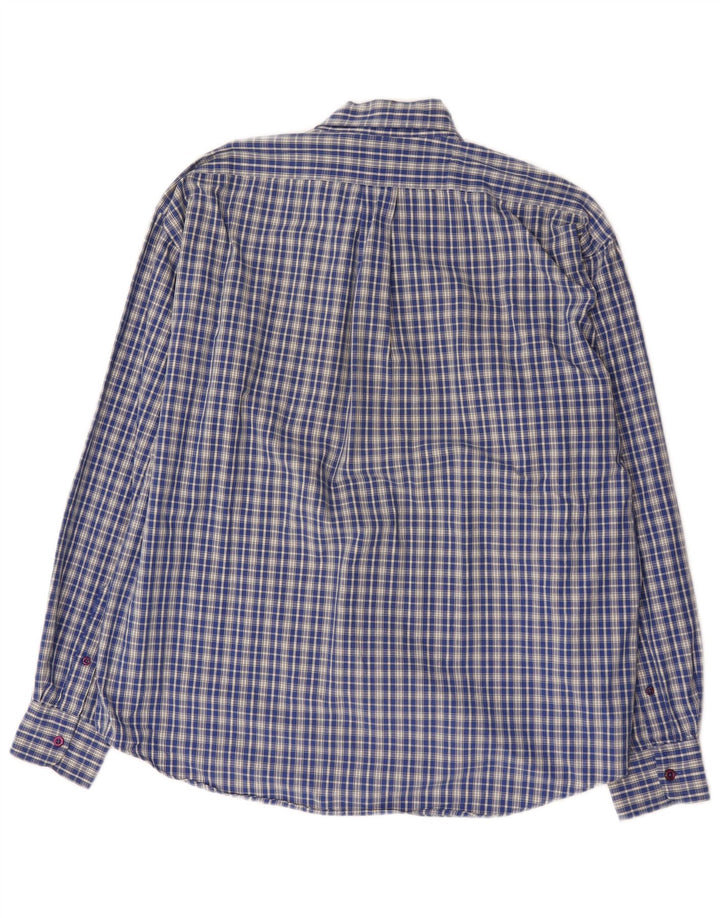 Yves Saint Laurent Mens Shirt Large Blue Check Cotton