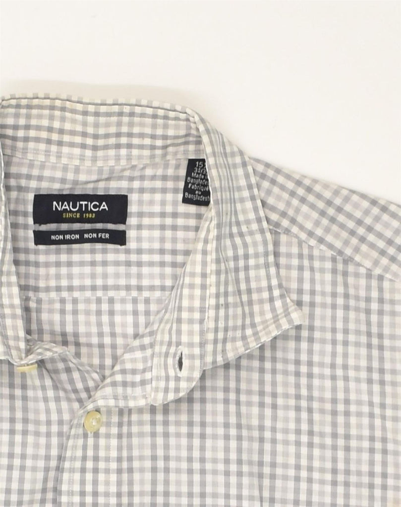 NAUTICA Mens NON - IRON Shirt 15 1/2  Medium Grey Check Cotton | Vintage Nautica | Thrift | Second-Hand Nautica | Used Clothing | Messina Hembry 