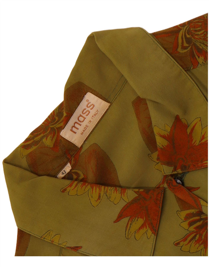 Mass Mens Short Sleeve Shirt Size 43 Large Green Floral