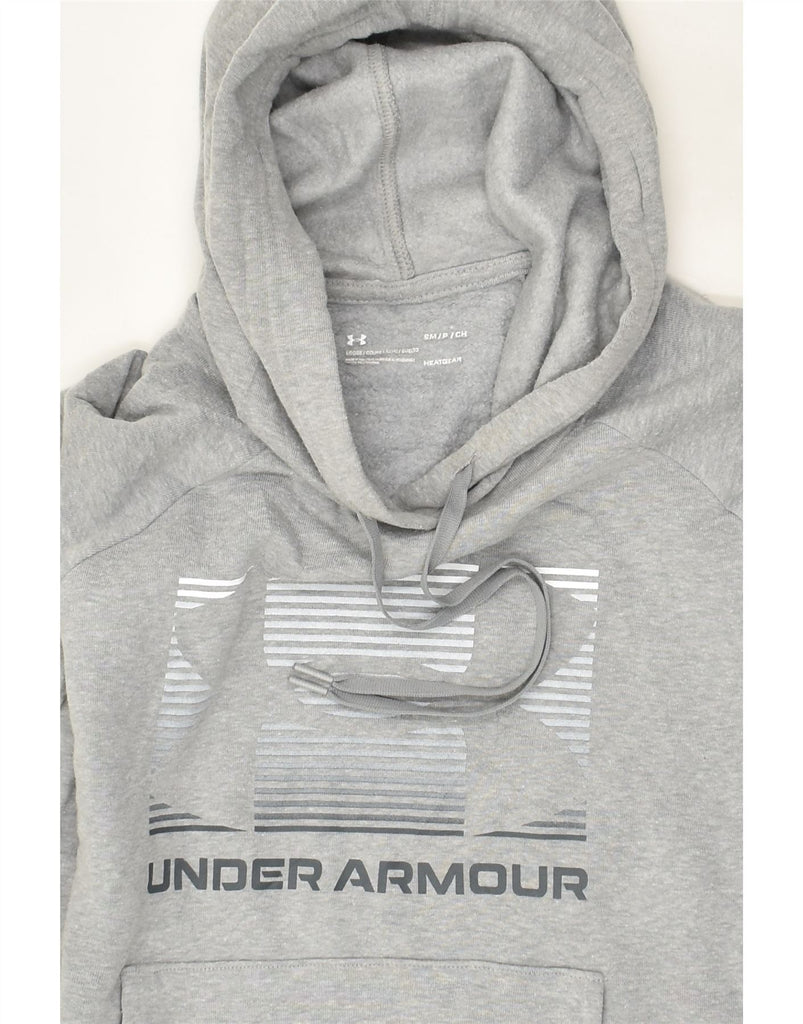 UNDER ARMOUR Mens Heat Gear Graphic Hoodie Jumper Small Grey Cotton | Vintage Under Armour | Thrift | Second-Hand Under Armour | Used Clothing | Messina Hembry 
