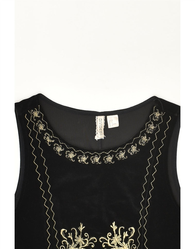 H&M Womens Velvet Sleeveless Basic Dress EU 34 XS Black Floral Polyester | Vintage H&M | Thrift | Second-Hand H&M | Used Clothing | Messina Hembry 