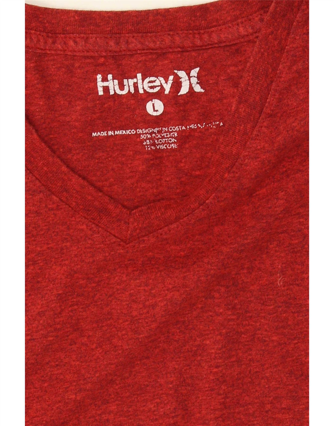Hurley Mens T-Shirt Top Large Red Flecked Polyester
