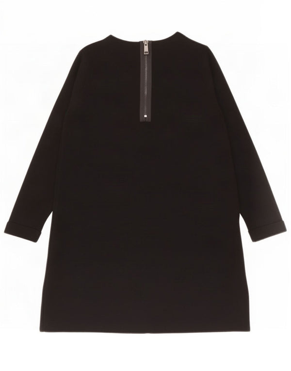 Zara Girls Long Sleeve Shift Dress 8-9 Years Black Viscose
