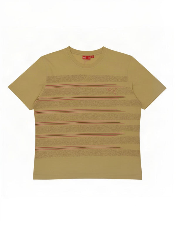 Puma Mens T-Shirt Top XL Green Striped Cotton