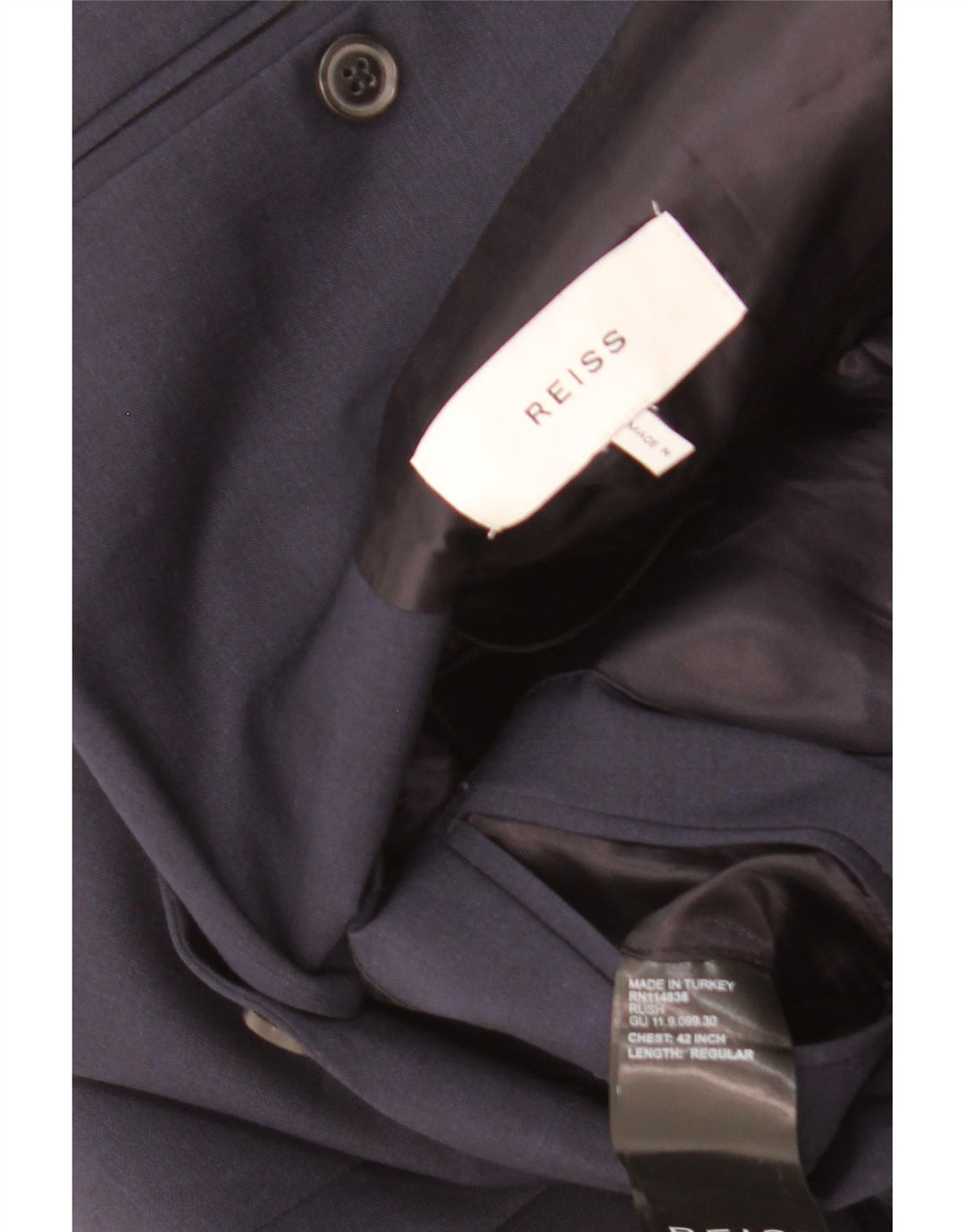 Reiss Mens 2 Button Blazer Jacket UK 40 Large Navy Blue Wool