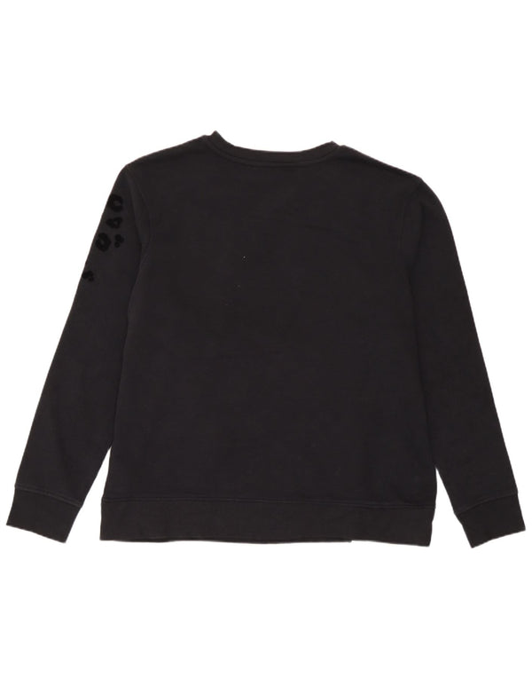 Marks & Spencer Womens Sweatshirt Jumper UK 14 Medium Black Animal Print