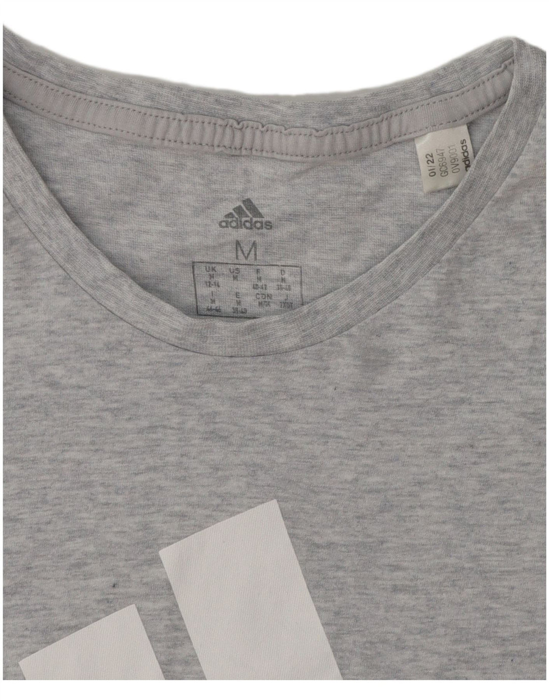 Adidas Womens Graphic T-Shirt Top UK 12/14 Medium Grey Flecked