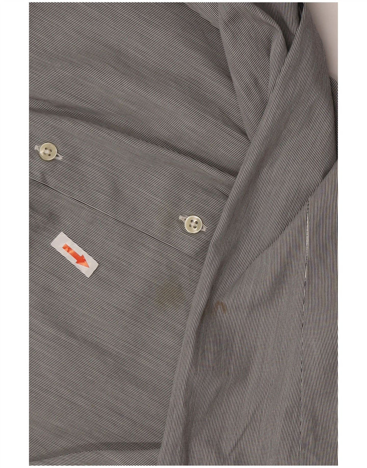 Massimo Dutti Mens Slim Fit Shirt XL Grey Striped Cotton
