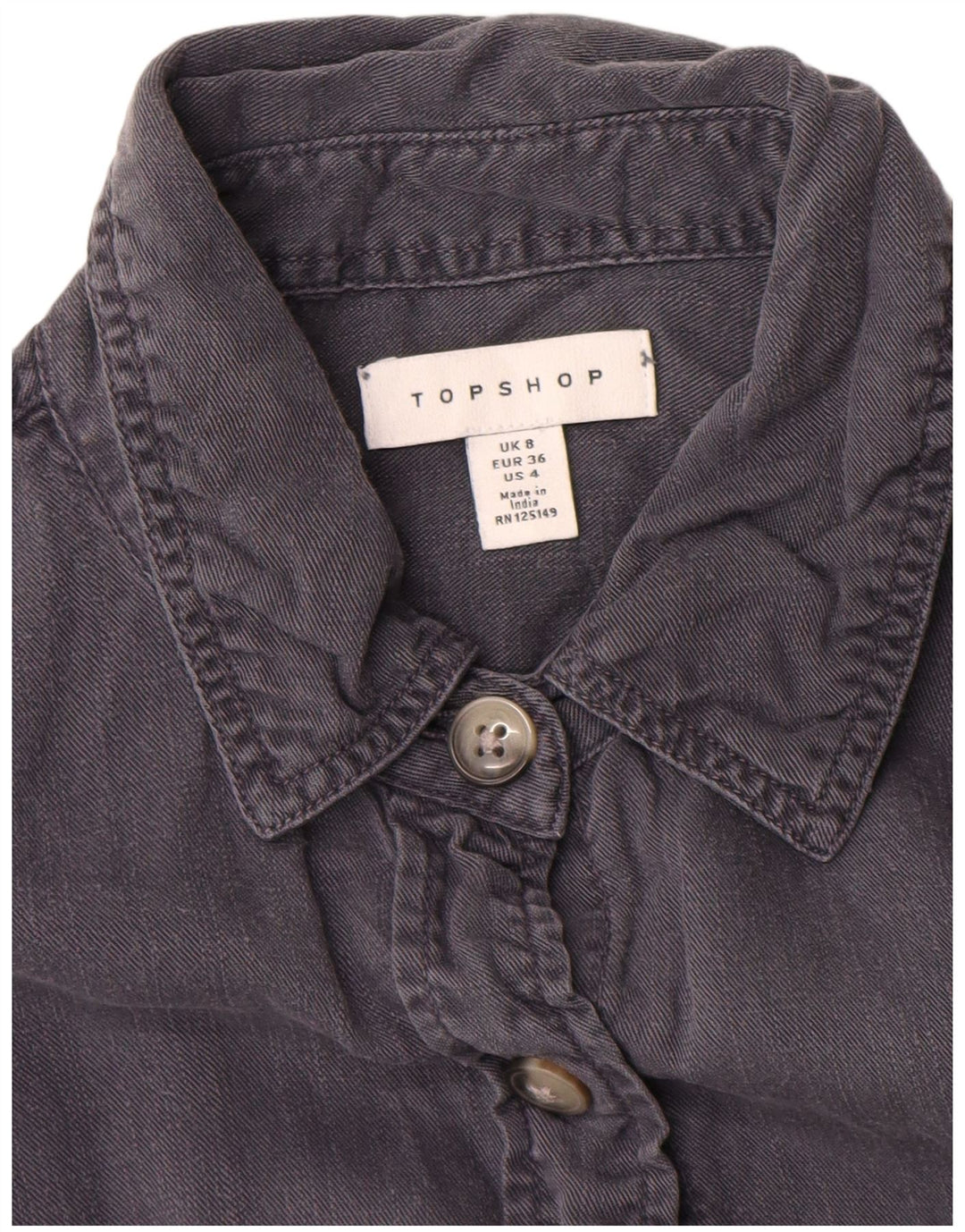 Topshop Womens Shirt UK 8 Small Grey Tencel