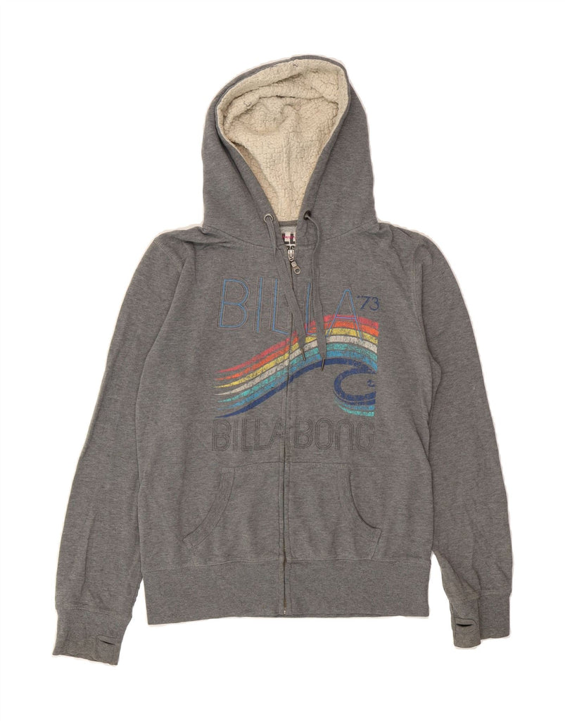 BILLABONG Womens Graphic Zip Hoodie Sweater UK 18 XL Grey Cotton Vintage Billabong and Second-Hand Billabong from Messina Hembry 
