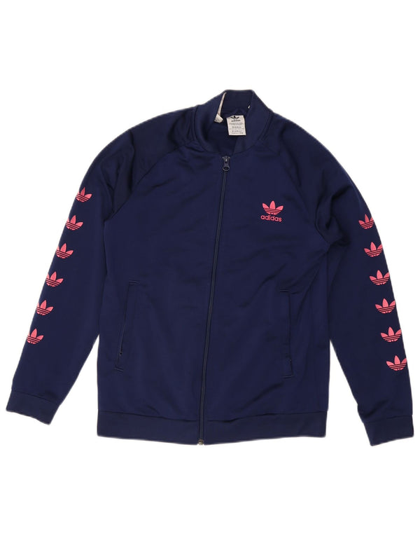 ADIDAS Girls Prime Blue Graphic Tracksuit Top Jacket 12-13 Years Navy Blue