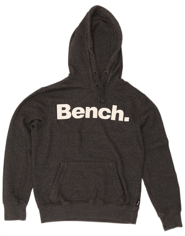 BENCH Mens Graphic Hoodie Jumper Small Grey Cotton