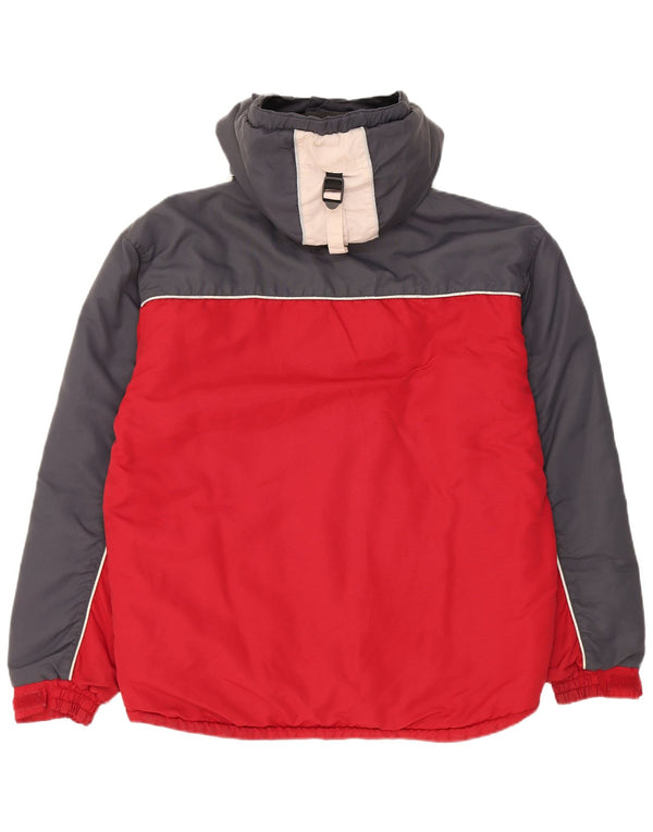 Kappa Boys Hooded Windbreaker Jacket 15-16 Years 3XL Red Colourblock
