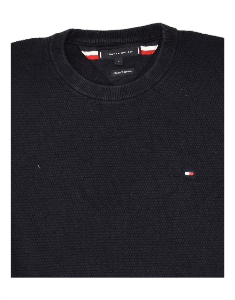 TOMMY HILFIGER Mens Crew Neck Jumper Sweater Medium Navy Blue Cotton | Vintage Tommy Hilfiger | Thrift | Second-Hand Tommy Hilfiger | Used Clothing | Messina Hembry 