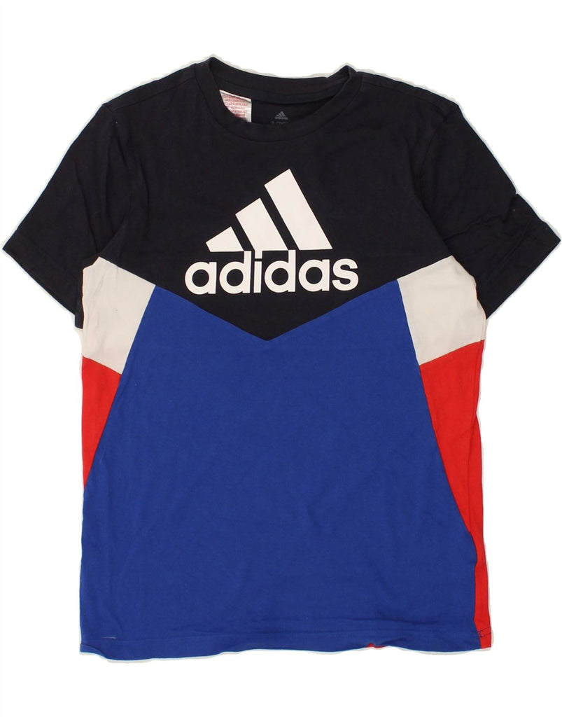 ADIDAS Boys Graphic T-Shirt Top 11-12 Years Blue Colourblock Cotton | Vintage Adidas | Thrift | Second-Hand Adidas | Used Clothing | Messina Hembry 