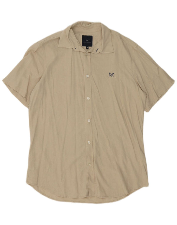 Crew Clothing Mens Shirt Medium Beige Linen