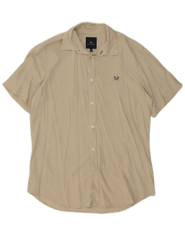 Crew Clothing Mens Shirt Medium Beige Linen