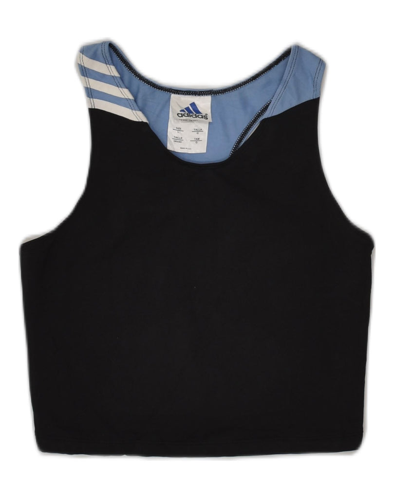 ADIDAS Womens Climalite Crop Vest Top UK 14 Large Black Colourblock Sports | Vintage Adidas | Thrift | Second-Hand Adidas | Used Clothing | Messina Hembry 