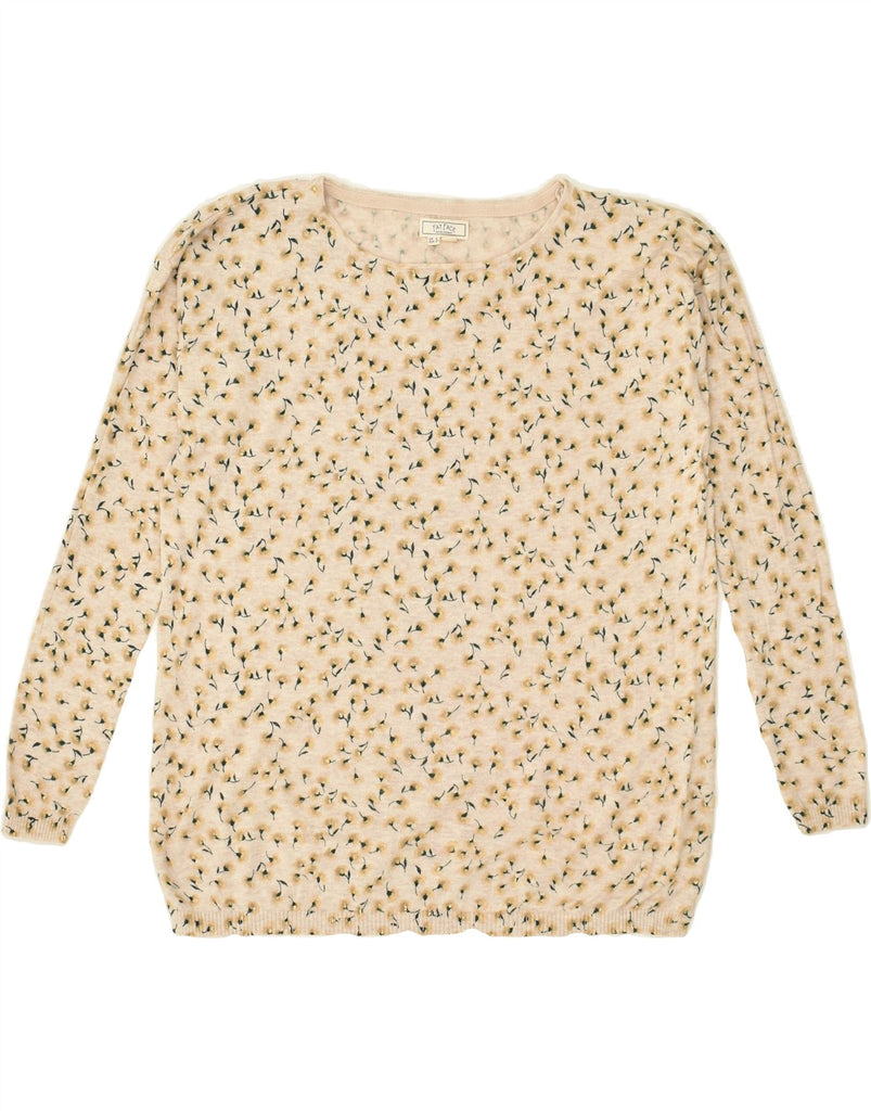 FAT FACE Womens Boat Neck Jumper Sweater UK 8 Small  Beige Floral Cotton | Vintage Fat Face | Thrift | Second-Hand Fat Face | Used Clothing | Messina Hembry 