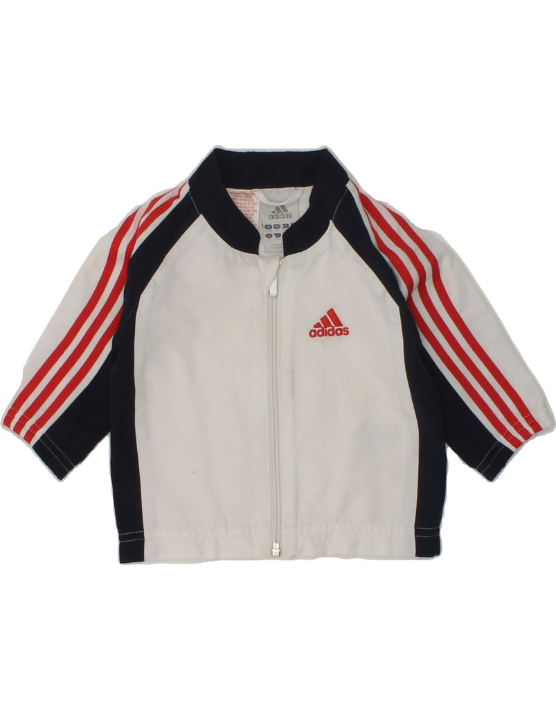 ADIDAS Baby Boys Graphic Tracksuit Top Jacket 0-3 Months White Colourblock | Vintage Adidas | Thrift | Second-Hand Adidas | Used Clothing | Messina Hembry 