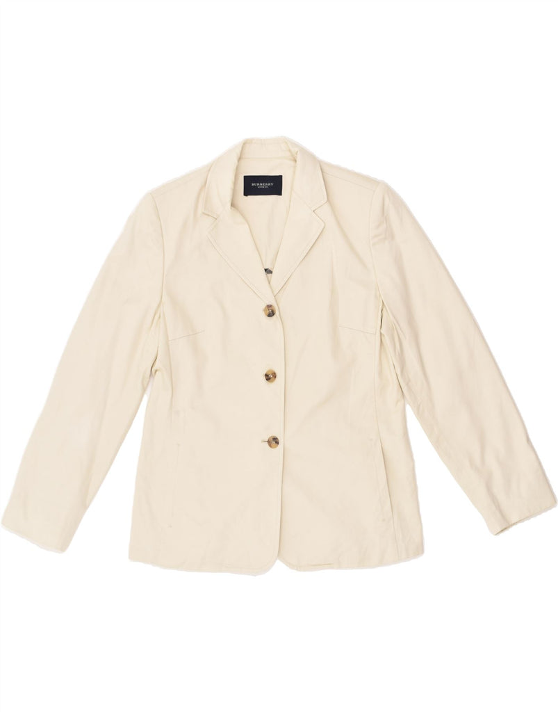 BURBERRY Womens 3 Button Blazer Jacket UK 14 Large White Vintage Burberry and Second-Hand Burberry from Messina Hembry 