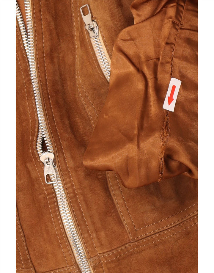 Vintage Womens Suede Jacket UK 10 Small Brown